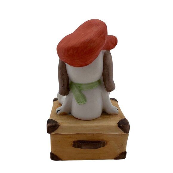 Vtg Lefton Trinket Box Dog Puppy Porcelain Bisque Suitcase Hat Scarf 2325 EUC - Picture 4 of 10